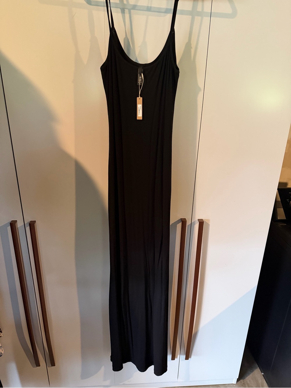SKIMS Black Slim Spaghetti-Strap Maxi Slip Dress